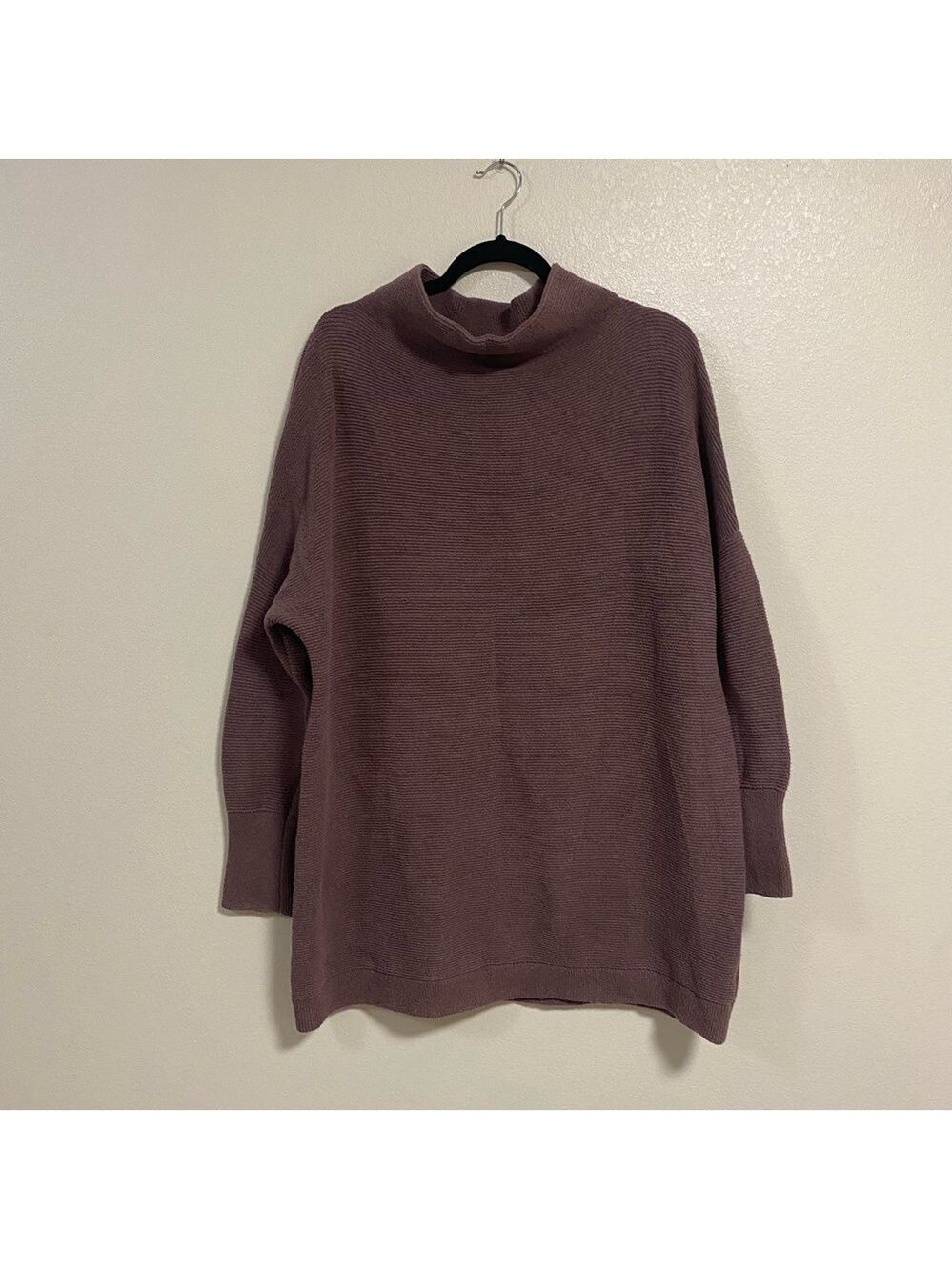Free People Tunic Top Women's Size Large Mauve Mock Neck Tunic Sweater